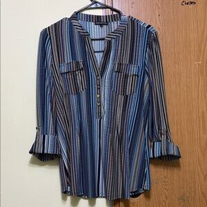 Ava & Grace Blue and Black Striped Blouse